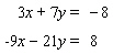 Solve the following system by the addition method. If the system is dependent or inconsistent, indicate this.