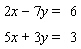 Solve the system. If the system is dependent or inconsistent, indicate this.