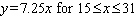 <strong>Suppose you have a job that pays $7.25 and hour and you work anywhere from 15 and 31 hours per week. Write an equation, with a restriction on the variable that gives the amount of money you will earn for working hours in one week.</strong> A) B) C) D) E)