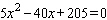 Solve the equation using the quadratic formula. x = __________