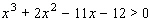 The graph of is shown below. Use the graph to find the solution set for .