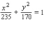 <strong>President's Park is enclosed by an elliptical path with major axis 470 meters and minor axis 340 meters. What is the equation for the path around the park? The major axis is parallel to the x -axis, and the point of origin is placed in the center of President's Park.</strong> A) B) C) D) E)