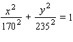 <strong>President's Park is enclosed by an elliptical path with major axis 470 meters and minor axis 340 meters. What is the equation for the path around the park? The major axis is parallel to the x -axis, and the point of origin is placed in the center of President's Park.</strong> A) B) C) D) E)