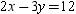 The graph of the line contains the points (6, 0)and (0, 4).