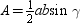 For the triangle with angle measures , , and for angles A , B , and C respectively, the area of the triangle can be calculated by using the formula .