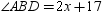 <strong>If m , m , and m , find x .</strong> A)x = 8 B)x = 8.25 C)x = 8.5 D)x = 8.75