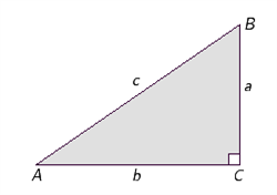 <strong>Use the right triangle in the illustration and the Pythagorean theorem to find the unknown side. a = 1.29 km, b = 4.12 km The unknown side c is _____ km. </strong> A) 4.31 B) 4.46 C) 1.61 D) 5.41 E) 3.91