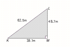 <strong>Use the triangle in the illustration. Find cos K rounded to three significant digits. </strong> A) 29.0 B) 0.626 C) 0.14 D) 0.779 E) 6.26