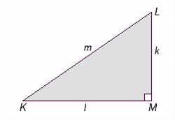 Use the right triangle in the illustration and the Pythagorean theorem to find the unknown side. k = 23.0 mi, l = 40.0 mi Side m is __________ mi.