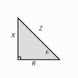 <strong>In ac (alternating current) circuits, the relationship between the impedance Z (in ohms), the resistance R (in ohms), the phase angle \theta , and the reactance X (in ohms) is shown by the right triangle in the illustration. a. Find the impedance if the resistance is 380 ? and the phase angle is 23 <sup>o</sup>. Round your answer to the appropriate number of significant digits. b. Suppose the resistance is 520 ? and the impedance is 7 \overline { 0 } 0 ? . What is the phase angle? Round your answer to the appropriate number of significant digits. c. Suppose the reactance is 190 ? and the resistance is 220 ? . Find the impedance and the phase angle. Round your answers to the appropriate number of significant digits. </strong> A) a. 410 ? , b. 42 <sup>o</sup>, c. 290 ? , 41 <sup>o</sup> B) a. 330 ? , b. 41 <sup>o</sup>, c. 330 ? , 36 <sup>o</sup> C) a. 700 ? , b. 42 <sup>o</sup>, c. 290 ? , 42 <sup>o</sup> D) a. 700 ? , b. 41 <sup>o</sup>, c. 410 ? , 23 <sup>o</sup> E) a. 290 ? , b. 23 <sup>o</sup>, c. 410 ? , 41 <sup>o</sup>