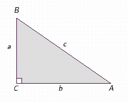 Using the illustration, solve the right triangle. Express your answer using the appropriate number of significant digits. b = 269.4 \mathrm {~m} , c = 380.8 \mathrm {~m} a = __________ m \angle A = __________ ^ { \circ } \angle B = __________ ^ { \circ }
