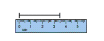 Use the given metric ruler to measure the line segment. Give the result in millimeters, centimeters, and meters.