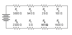 Find the total resistance in the series circuit.  