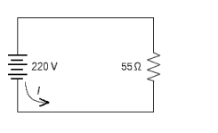 Using Ohm's law, find the current I in amps (A) in the electrical circuit.