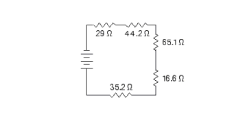The total resistance in a series circuit is equal to the sum of the resistances in the circuit. Find the total resistance in the series circuit.