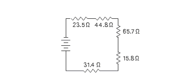 The total resistance in a series circuit is equal to the sum of the resistances in the circuit. Find the total resistance in the series circuit. __________ \square