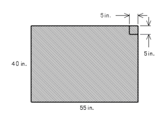 How many tiles 5 in. on a side should be used to cover a portion of a wall 55 in. long by 40 in. high? (See illustration.)