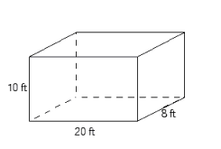 How many gallons of paint should be purchased to paint 10 motel rooms as shown in the illustration? (Do not paint the floor.) It takes 1 gal to paint 240 square feet (ft <sup>2</sup> ).