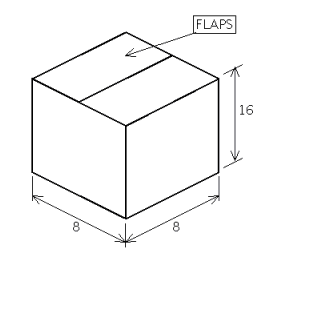 A trophy company needs a shipping box for a trophy 16 high and 8 square base. The box company is drawing the die to cut the cardboard for this box that allows 1 ^ { \prime \prime } for packing and 1 ^ { \prime \prime } for a glue edge. How large a sheet of cardboard is needed to make one box?