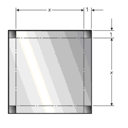 A square, 1 . on a side, is cut out of each corner of a square sheet of aluminum. (See the figure below.) The sides are folded up to form a rectangular container with no top. The volume of the resulting container is 225 \mathrm { in } ^ { 3 } . What was the size of the original sheet of aluminum?