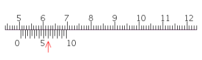 Read the measurement shown on the vernier caliper in millimeters.
