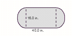 <strong>Find the area and perimeter of the figure in the illustration. Use the rules for working with measurements. </strong> A) The perimeter is 105 in., the area is 521 in <sup>2</sup>. B) The perimeter is 82.3 in., the area is 370 in <sup>2</sup>. C) The perimeter is 130 in., the area is 1,440 in <sup>2</sup>. D) The perimeter is 162 in., the area is 1,042 in <sup>2</sup>. E) The perimeter is 130 in., the area is 841 in <sup>2</sup>.