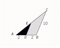 <strong>In the illustration, suppose \overline { D E } \| \overline { B C } . Find DE. </strong> A) DE is equal to 5. B) DE is equal to 7. C) DE is equal to 4. D) DE is equal to 3. E) DE is equal to 12.
