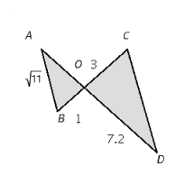 <strong>In the illustration, \overline { A B } \| \overline { C D } . Is triangle ABO similar to triangle CDO? Why or why not? </strong> A) No, OC is three times as long as BO is. B) Yes, all angles of ABO are equal to corresponding angles of DCO. C) Neither of the other explanations is correct.