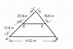 <strong>Find the length of BC in the illustration. </strong> A) BC is 27.4 m B) BC is 29.4 m C) BC is 29.9 m D) BC is 27.9 m E) BC is 30 m