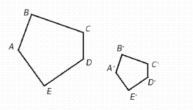 <strong>A polygon cross-sectional duct is to be exposed and painted. It is to be attached to a same-shaped, but smaller duct. If the dimensions of the ducts are AB = 18 in., DE = 30 in., A'B' = 6 in., find D'E'? </strong> A) 10 in. B) 20 in. C) 2 in. D) 30 in. E) 4 in.