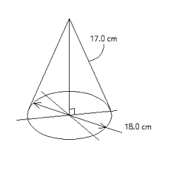 Follow the rules for working with measurements. Find the volume and the lateral surface area of the circular cone.