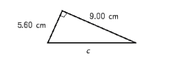 Find the length of the hypotenuse in the triangle. Use the rules for working with measurements.