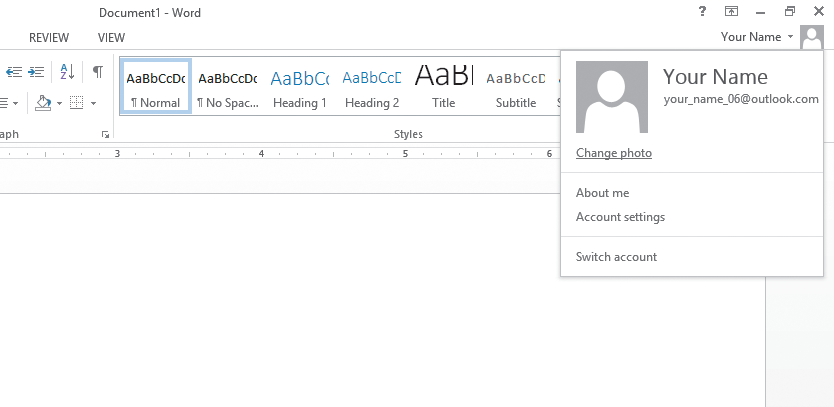 In the accompanying figure, the name and picture associated with the user's Microsoft account appear in the top-right corner. _________________________