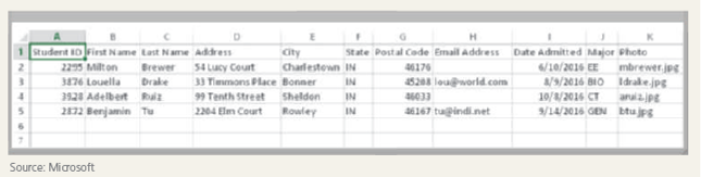 <strong> A user of a database such as that pictured in the accompanying figure refers to a field as what?</strong> A) table B) column C) row D) relationship