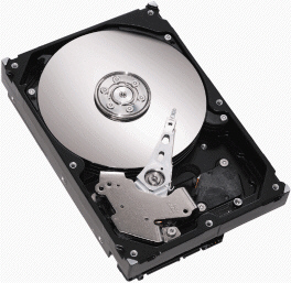 Storage devices like the hard drive shown in the accompanying figure often function as a source of input because they transfer items from storage to memory.