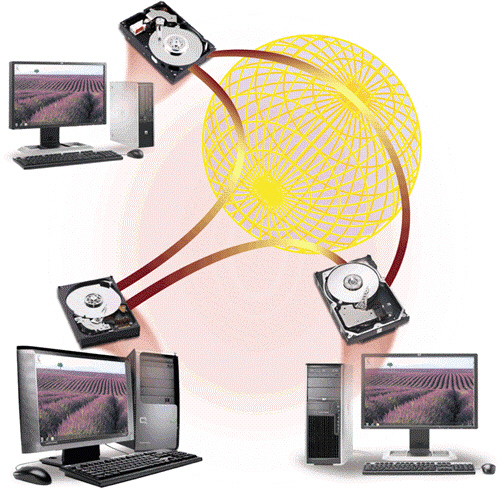 The type of peer-to-peer network shown in the accompanying figure, describes an Internet network on which users connect directly to each other's hard disks and exchange files over the Internet. What is this kind of network called?