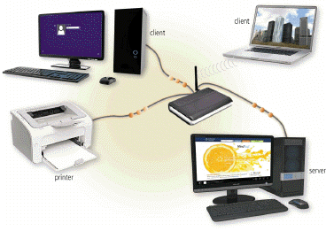 <strong> Which of the following is a collection of computers and devices connected together, as shown in the accompanying figure, often wirelessly, via communications devices and transmission media?</strong> A) client base B) baseline C) network D) server farm