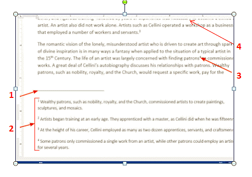 <strong> In the accompanying figure, which number corresponds to the text of the footnotes?</strong> A) 1 B) 2 C) 3 D) 4