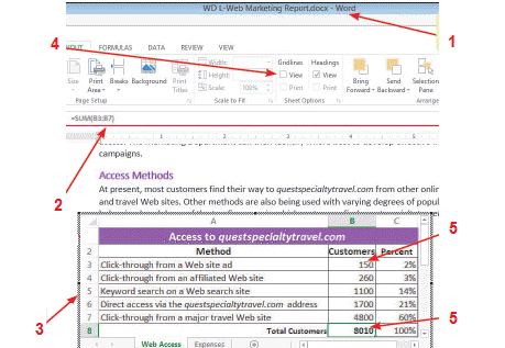 In the accompanying figure, item 1 indicates the title bar that verifies that this is a Word window.