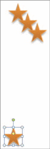 Harry is creating a flyer for his restaurant. He has inserted four star shapes, as seen in the figure below, and he wants to align and position the stars on the flyer. How would Harry rotate all four stars at the same time so they are positioned horizontally?
