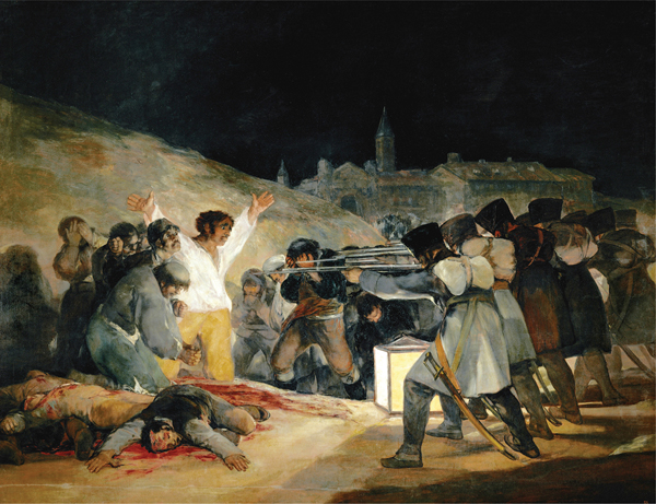 <strong> Which group is given the most sympathetic depiction by Francisco Goya in The Executions of May 3, 1808?</strong> A)The French B)The English C)The Spanish D)The Ottomans