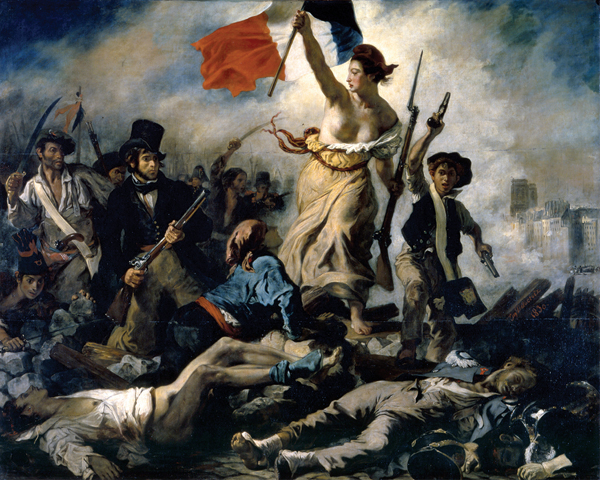 <strong> What kind of depiction did Eugene Delacroix use in Liberty Leading the People to make his portrayal of fighting seem thrilling, dangerous, and liberating?</strong> A)Realistic B)Romantic C)Impressionist D)Revolutionary