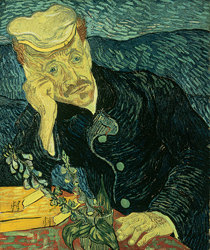 <strong> Which element did Van Gogh's Portrait of Dr. Gachet include that suggests the artist's state of mind?</strong> A)Soft pastel colors B)Lack of clear forms C)Thick paint D)Tears