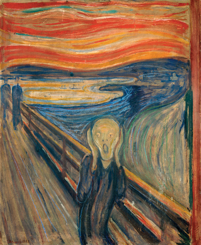 <strong> Edvard Munch's The Scream was influenced by which factor?</strong> A)Freudian concepts of the human psyche B)Inuit mask-making traditions C)The Futurist celebration of modernity and speed D)Romanesque elongated human forms