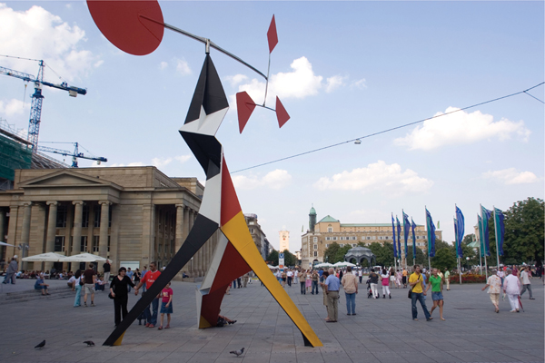 <strong> Which statement is true regarding Alexander Calder's sculpture Crinkly with a Red Disk ?</strong> A)It displays Calder's command of modeling. B)The sculpture was carved by Calder from metal plates. C)This is a low-relief sculpture. D)It is one of Calder's famed kinetic sculptures.