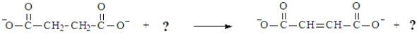 Consider the following biochemical reaction. To complete the reaction, which redox coenzymes should be used to replace the question marks, respectively?