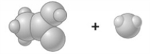 Consider the image which depicts the reaction between CH<sub>3</sub>COOH and H<sub>2</sub>O. Reactants: Products: If the composition of the equilibrium mixture is as represented below CH<sub>3</sub>COOH is classified as