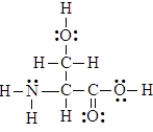 Below is the structure of the amino acid, serine. Four hydrogen atoms in the compound can form hydrogen bonds.