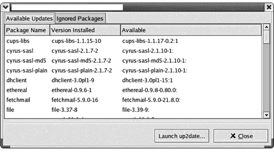 <strong> What is displayed in the figure above?</strong> A) Windows Update Setup Wizard B) Red Hat Network Alert Notification Tool C) Mac OS X Software Update Tool D) None of the above