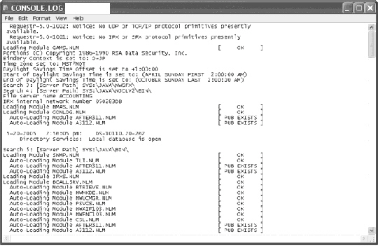 <strong> Which Netware 6.x log is displayed in the figure above?</strong> A) Access B) Audit C) Module D) Console